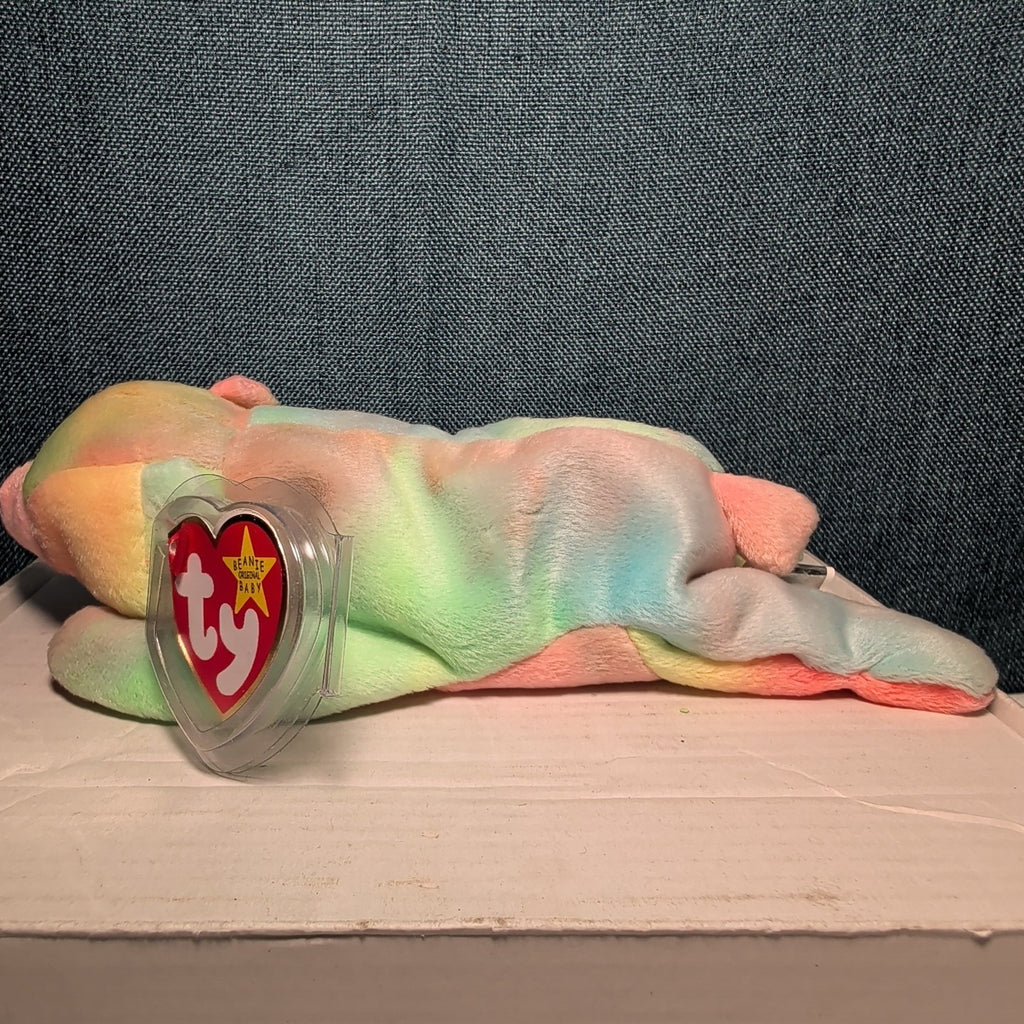 Sammy TY Beanie Baby 1999 Retired Tie-Dyed Multicolor Bear w/ Protector