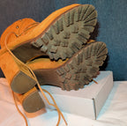 Chunky Platform Heel Combat Boot Faux Suede Mustard Y2K  Size 10