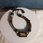 Boho Tribal Leather Cord Bracelet Carved Bead Unisex