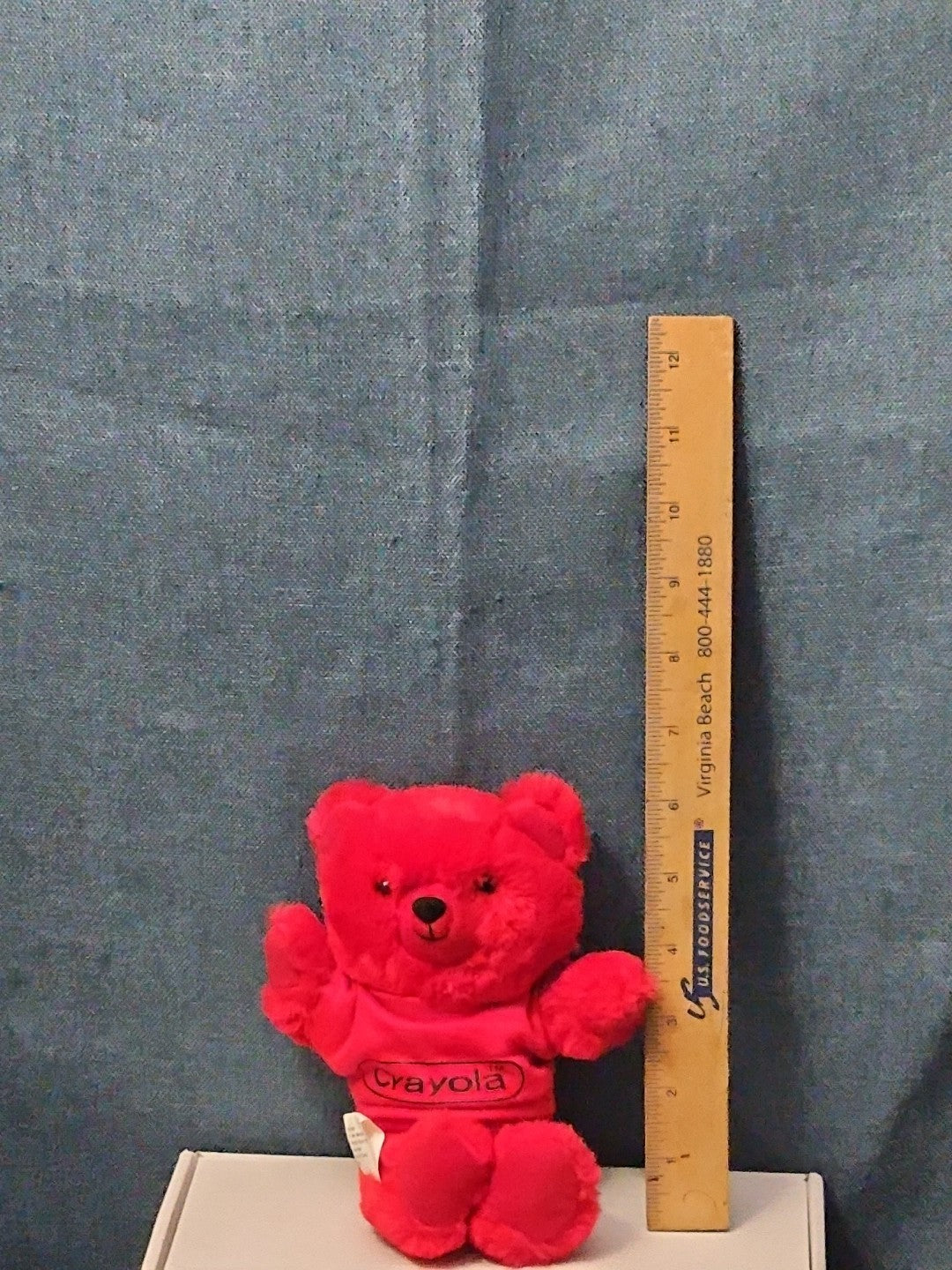 Vintage 1986 Crayola Teddy Bear Plush | Red Crayon Shirt | 7" Stuffed Animal |