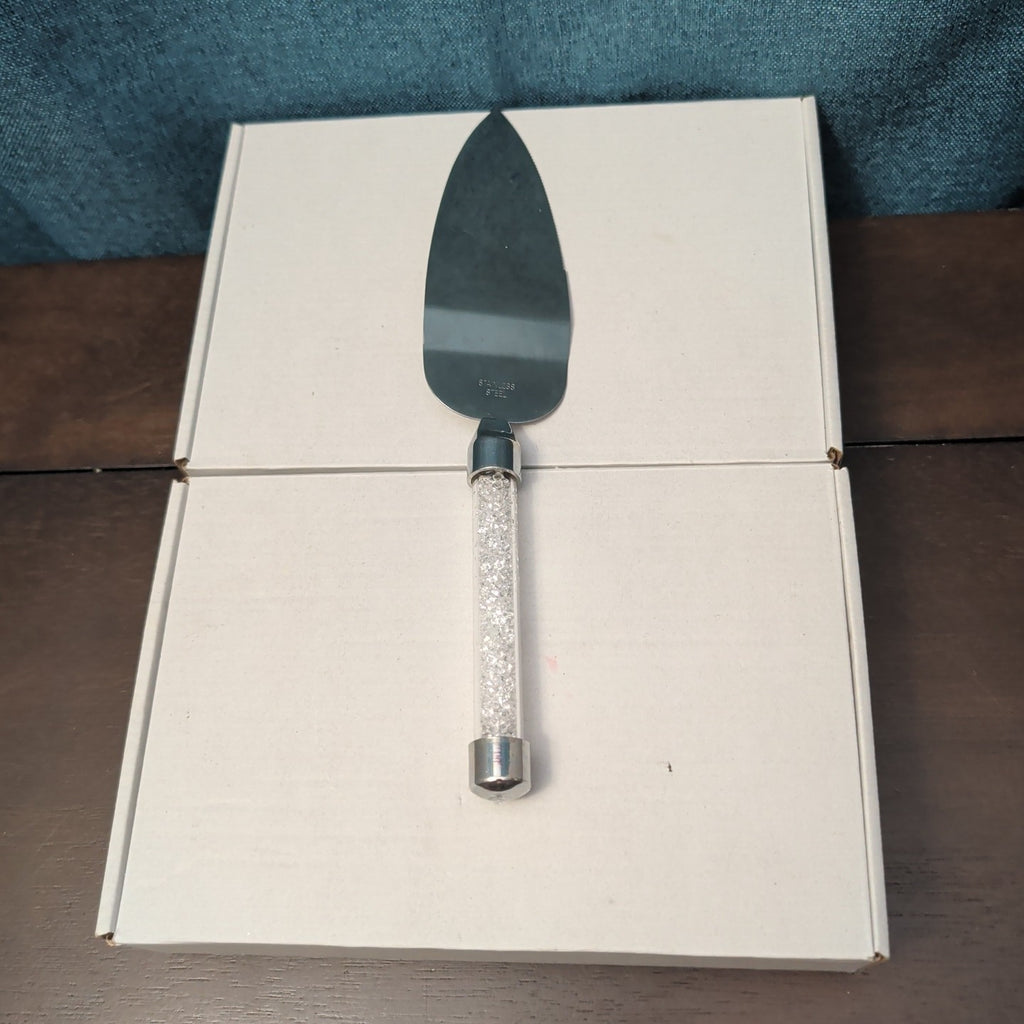 Mr & Mrs Wedding Cake Server Knife Set | Crystal Filled Bling Handle Stainless