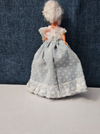 Vintage 5.5" Costume Doll | Blue Polka Dot Rococo Dress | Hard Plastic Souvenir