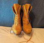 Chunky Platform Heel Combat Boot Faux Suede Mustard Y2K  Size 10