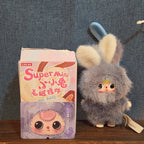 Baby Three Super Mini Bunny Letter S Gray Plush Bag Charm Pendant