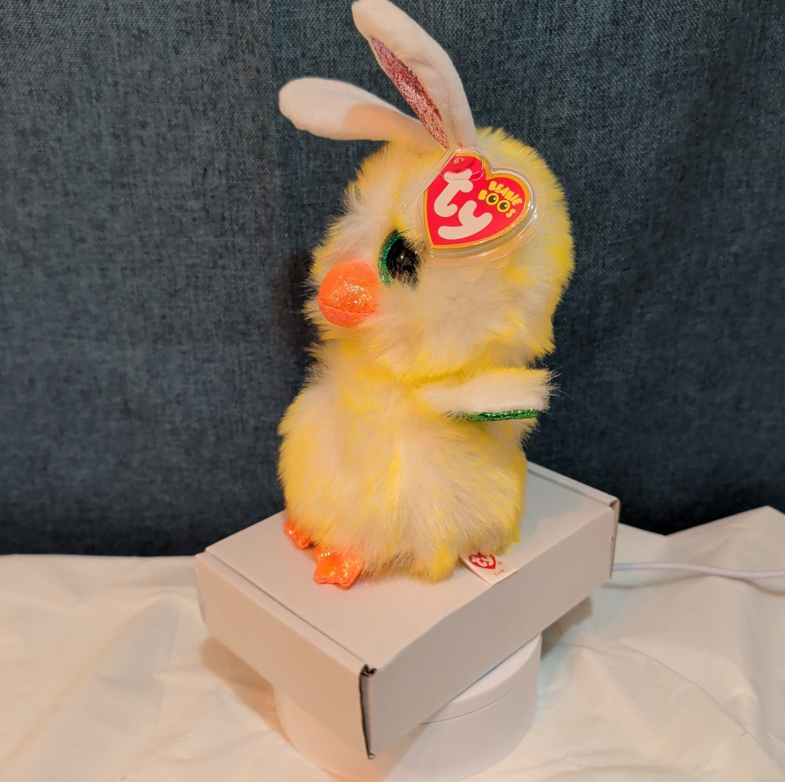 Ty Beanie Boos Coop The Easter Chick Bunny Ears Plush 6" Glitter Eyes NWT