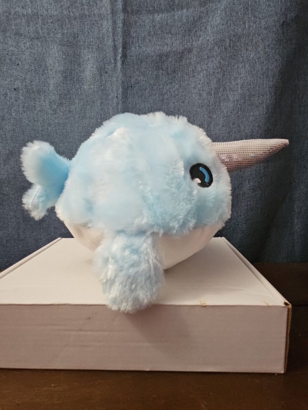 Blue Narwhal Plush Ball Toy 8.25" Inflatable Bouncy Stuffed Animal Sensory Play