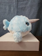 Blue Narwhal Plush Ball Toy 8.25" Inflatable Bouncy Stuffed Animal Sensory Play