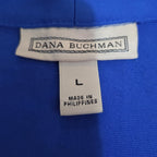 Dana Buchman Draped Neck Blue Sleeveless Top Blouse Gently Used Large
