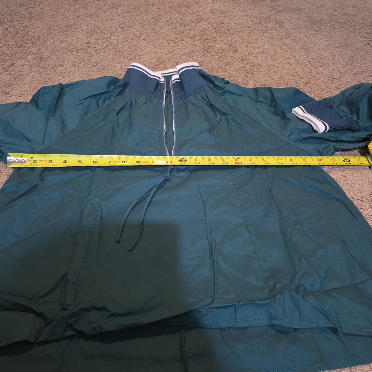 1/4 Zip Pullover Green Jacket Retro Slouchy Size S Casual Windbreaker