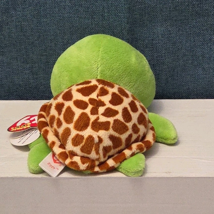 Ty Beanie Boos Zippy Green Turtle 6" Stuffed Animal Toy Gold Glitter Eyes MWMT