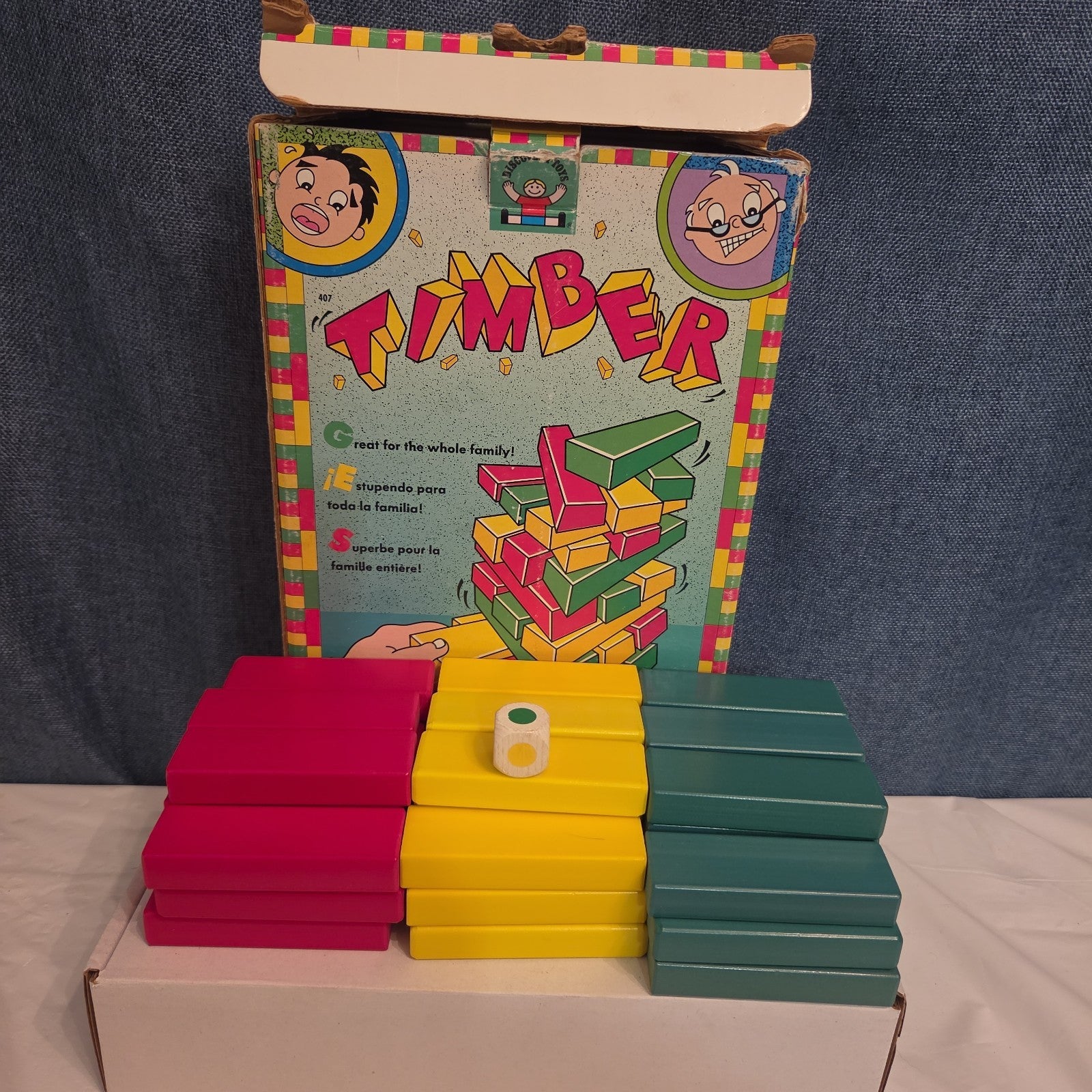 Vintage Discovery Toys Timber Wooden Block Stacking Game