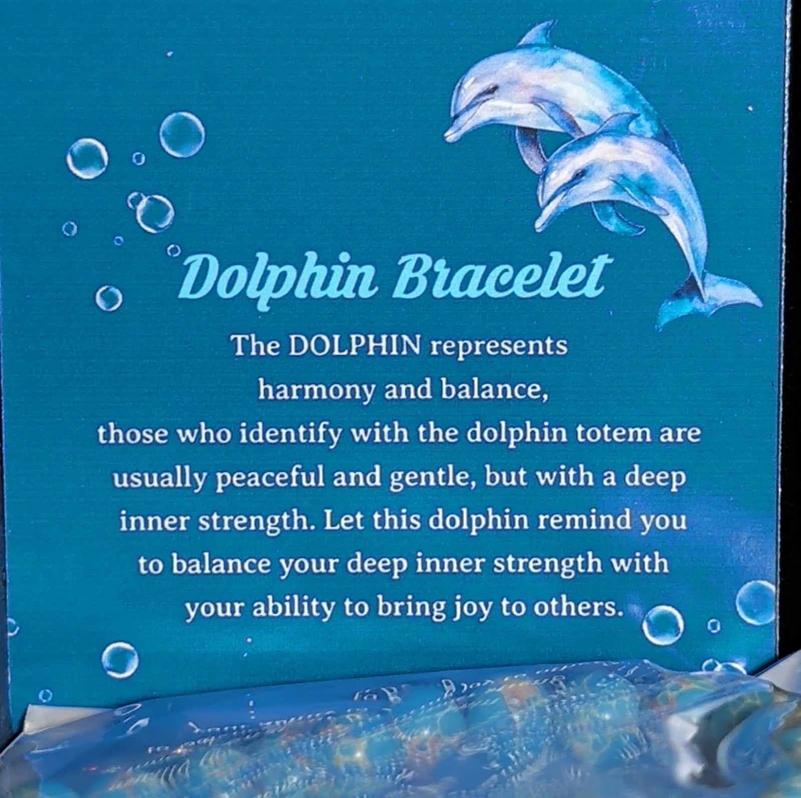 Dolphin Charm Blue Imperial Jasper 8mm Stretch Bracelet Boho NIB