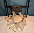 Traci Lynn Iridescent Statement Bib Necklace Earring Set Vintage Style