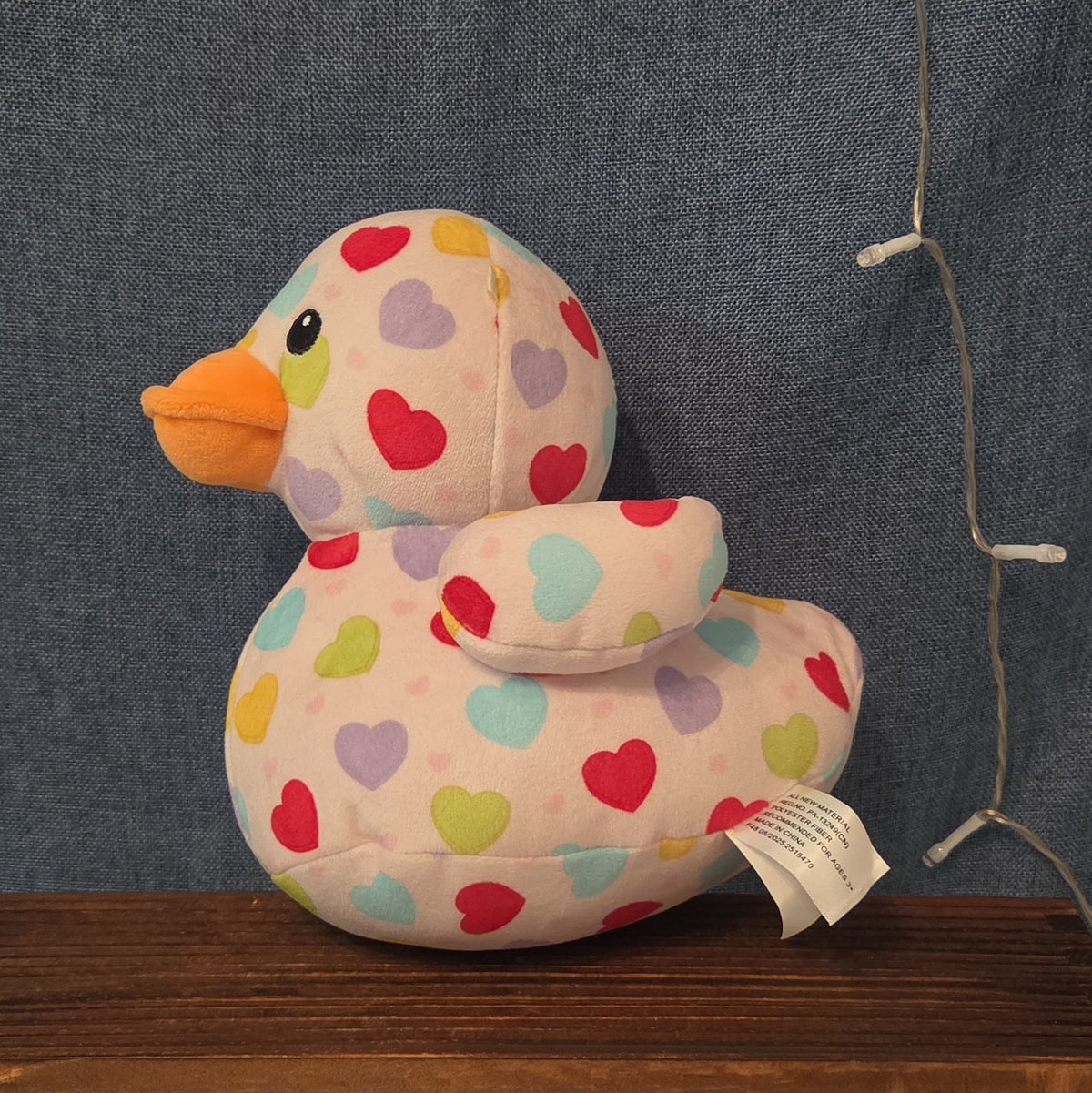 Way To Celebrate Duck Plush Heart Print Pastel Kawaii
