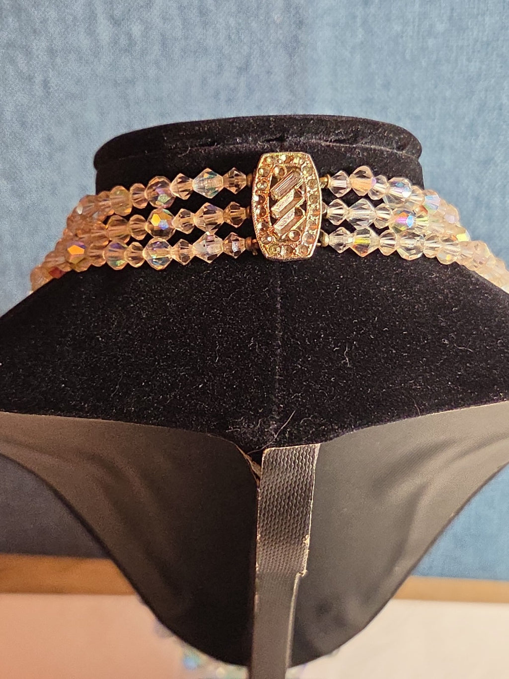 Triple Strand AB Crystal Iridescent Vintage Glam
