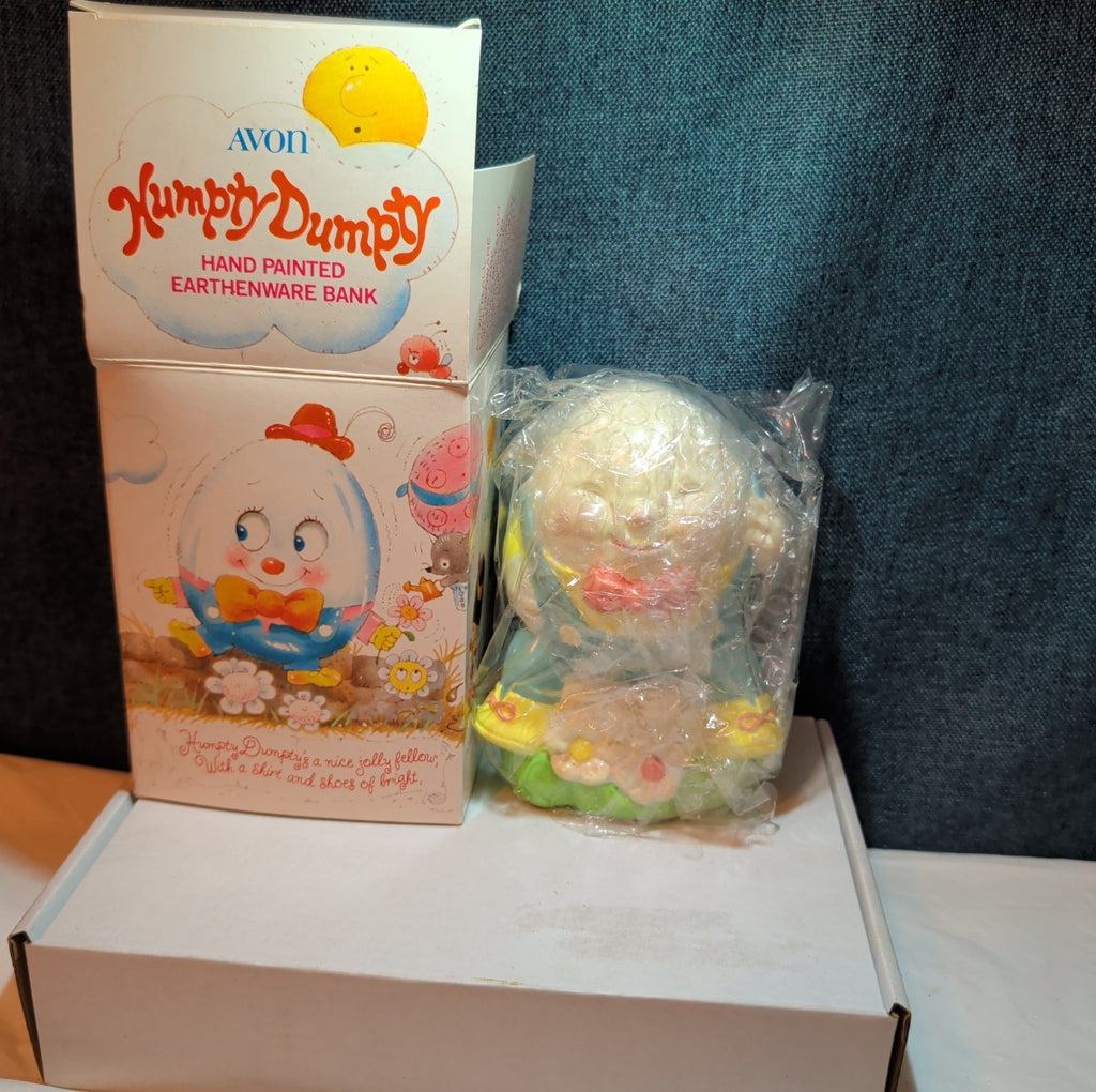 Vintage Avon Humpty Dumpty Ceramic Coin Bank 1982 Hand Painted Novelty Boxed
