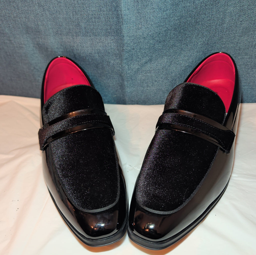Bruno Marc Men Loafers Size 12 Tuxedo Velvet Patent Black Dress Shoes Slip On
