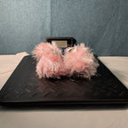 Lion Brand Fun Fur Yarn Soft Pink #101 Lot of 2 Skeins 128yds Eyelash Fluffy NEW