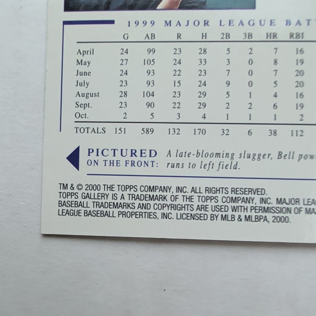 2000 Topps Gallery Jay Bell #3 Arizona Diamondbacks MLB Canvas Base Card