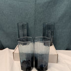 Set of 4 Libbey FACETS Cobalt Blue Glasses | 8-Panel Octagon Highball Tumblers