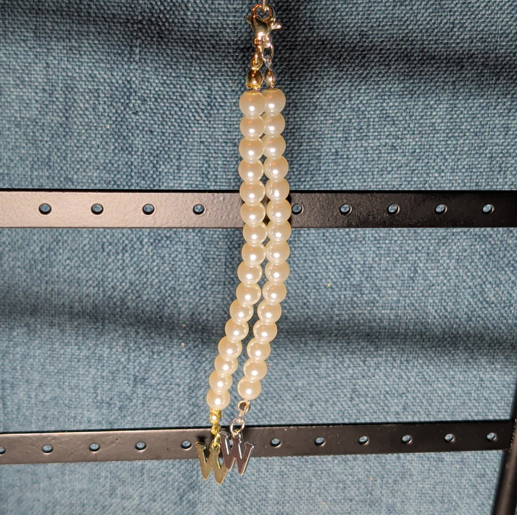 Faux Pearl Purse Charm Gold Silver Tone W Letter Initial