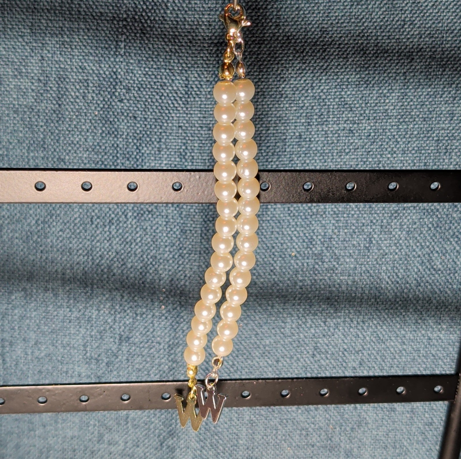 Faux Pearl Purse Charm Gold Silver Tone W Letter Initial