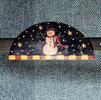JB Snowman Half Moon Painted Metal Brooch 1996 Folk Art