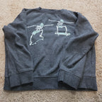 Old Navy Skateboard Skeleton Sweatshirt Boys L Grey Fleece Crewneck Preowned