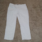 Jones New York Pants Womens 12 Tan White Stripe Pull On Crop Trouser Cotton Good