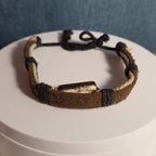 Boho Tribal Leather Cord Bracelet Carved Bead Unisex