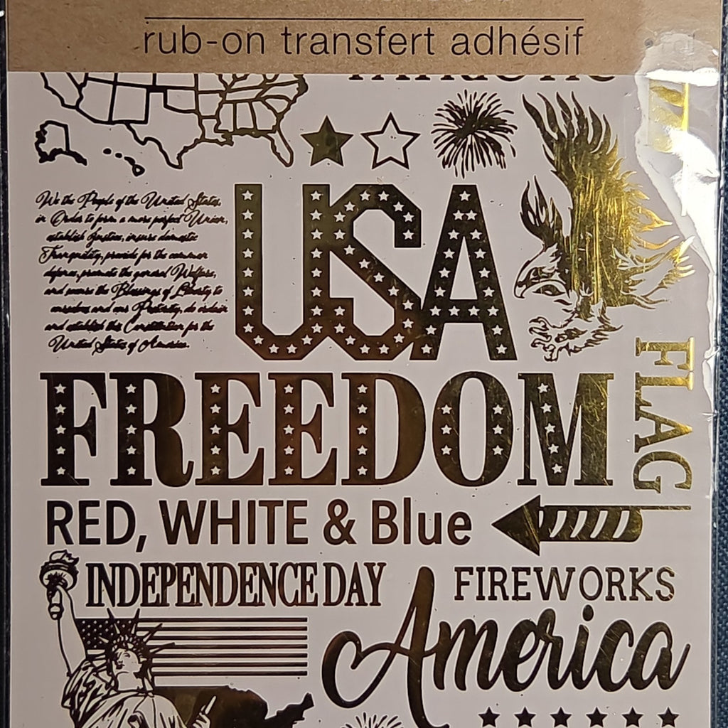 Crafters Square Gold Foil USA Patriotic Rub-On Transfers