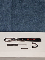 Genuine Leather GMC Car Keychain Set | Black Metal Key Ring Screwdriver Included