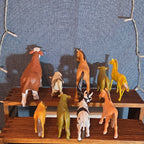 Farm Animals 9Pc Lot Plastic Horses Cows Vintage Style P