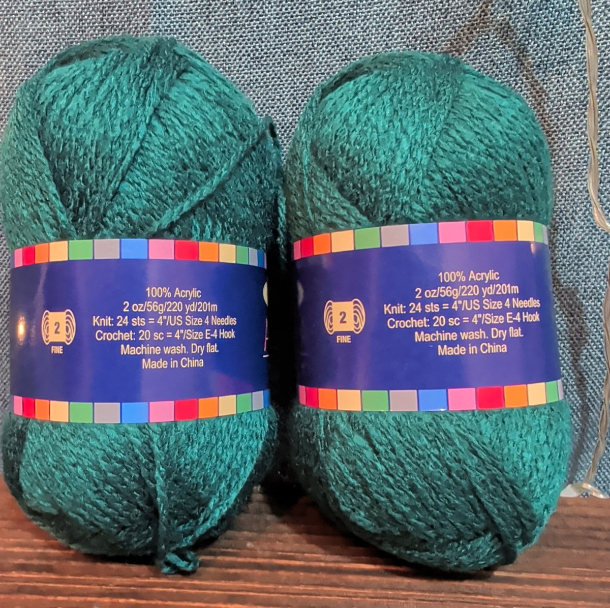 Herrschners Afghan Yarn 2 Ply Deep Teal Acrylic 2 Skein Lot