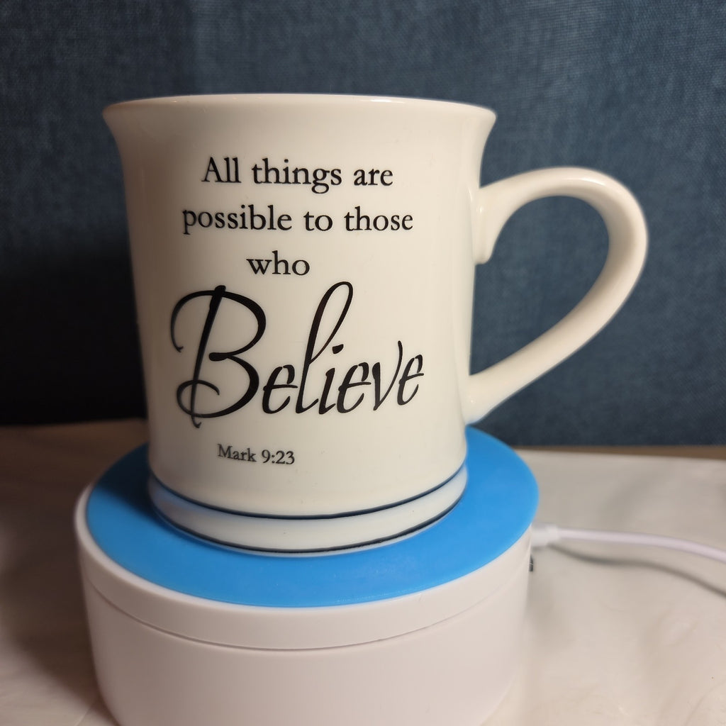 Home Essentials Believe Mark 9:23 White Ceramic Mug 12oz Inspirational