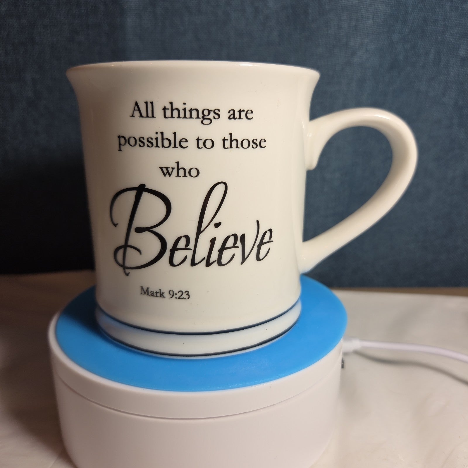 Home Essentials Believe Mark 9:23 White Ceramic Mug 12oz Inspirational