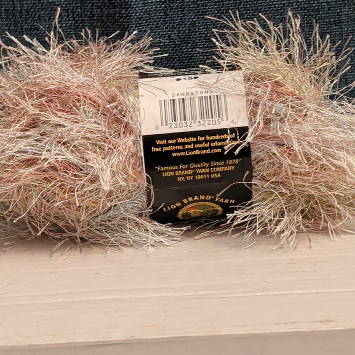 Lion Brand Fun Fur Prints Yarn 1 Skein Sandstone 225 Made in Italy Eyelash NOS