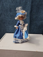 Vintage Brussels Souvenir Doll | 6" Belgium Blue Dress | "Bruxelles" Lace Apron