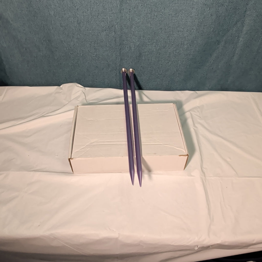 Boye Size 5 Aluminum Knitting Needles 14 Inch Straight Pair Purple Vintage 6328