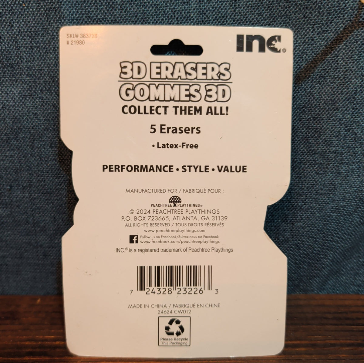 Inc 3D Dinosaur Erasers Set 5-Pack Latex-Free Kids