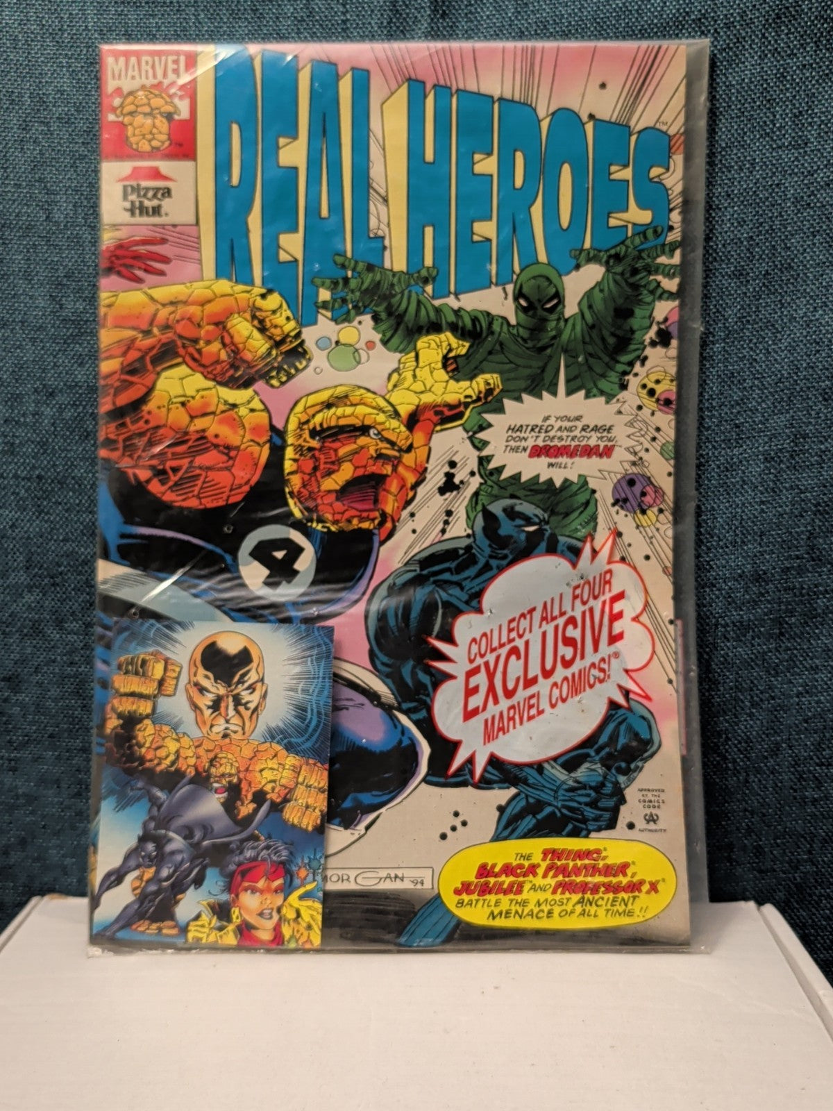 Real Heroes #1 Pizza Hut Marvel 1994 Promo Black Panther The Thing Jubilee Good