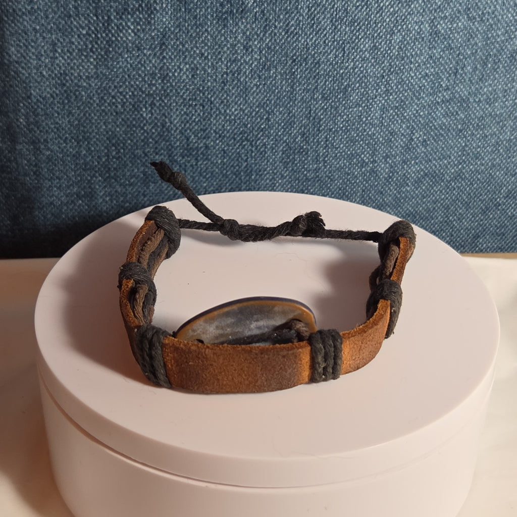 Leather Hemp Tribal Wrap Bracelet