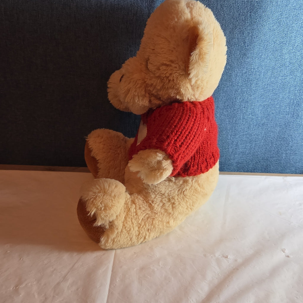 Avon 2010 Teddy Bear Plush Red Knit Heart Sweater Tan 9" Valentine