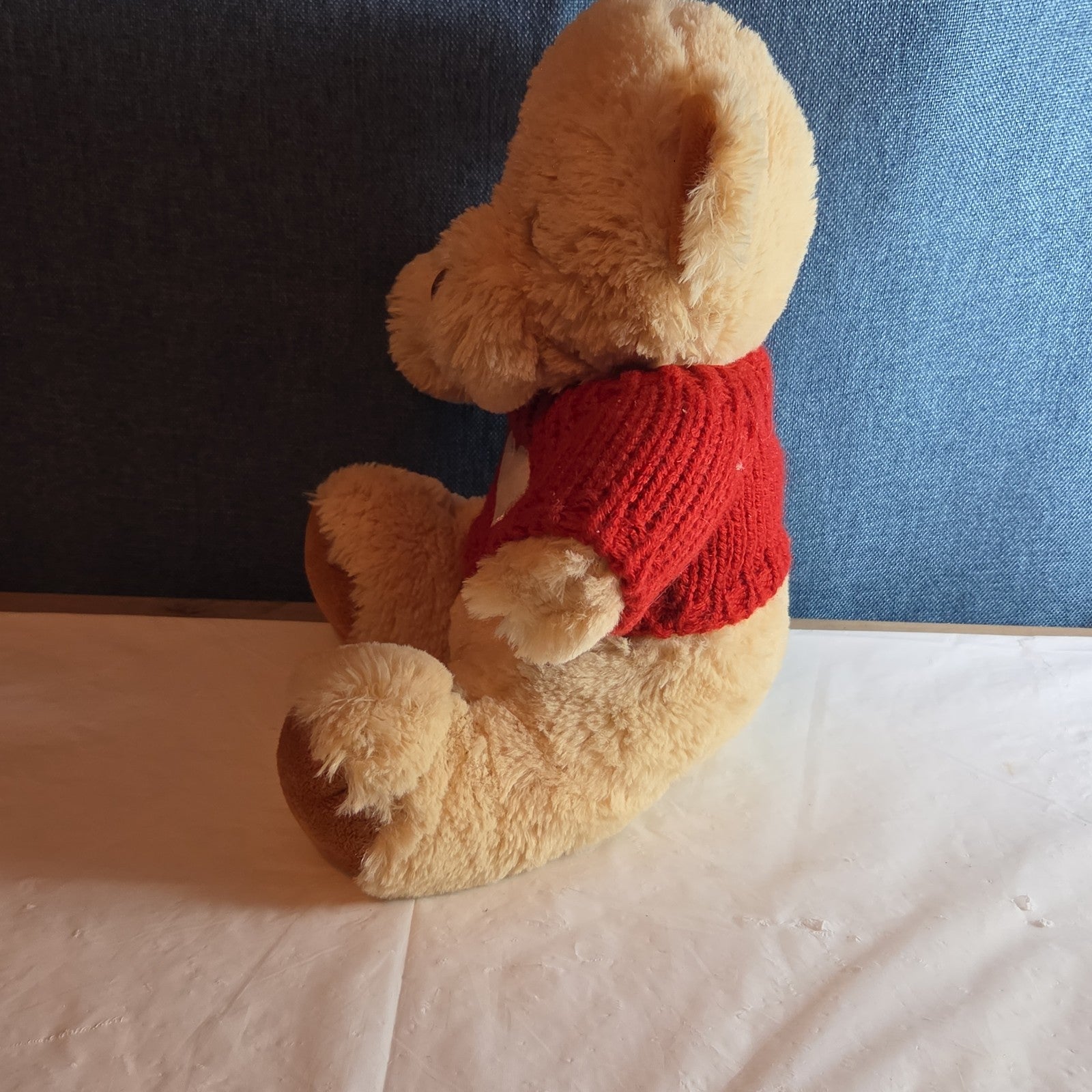 Avon 2010 Teddy Bear Plush Red Knit Heart Sweater Tan 9" Valentine