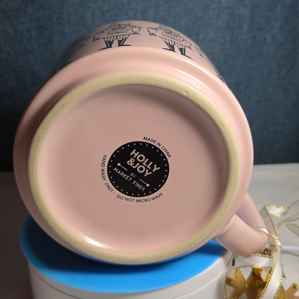 Holly & Joy Nutcracker Pink Ceramic Mug Holiday NWT