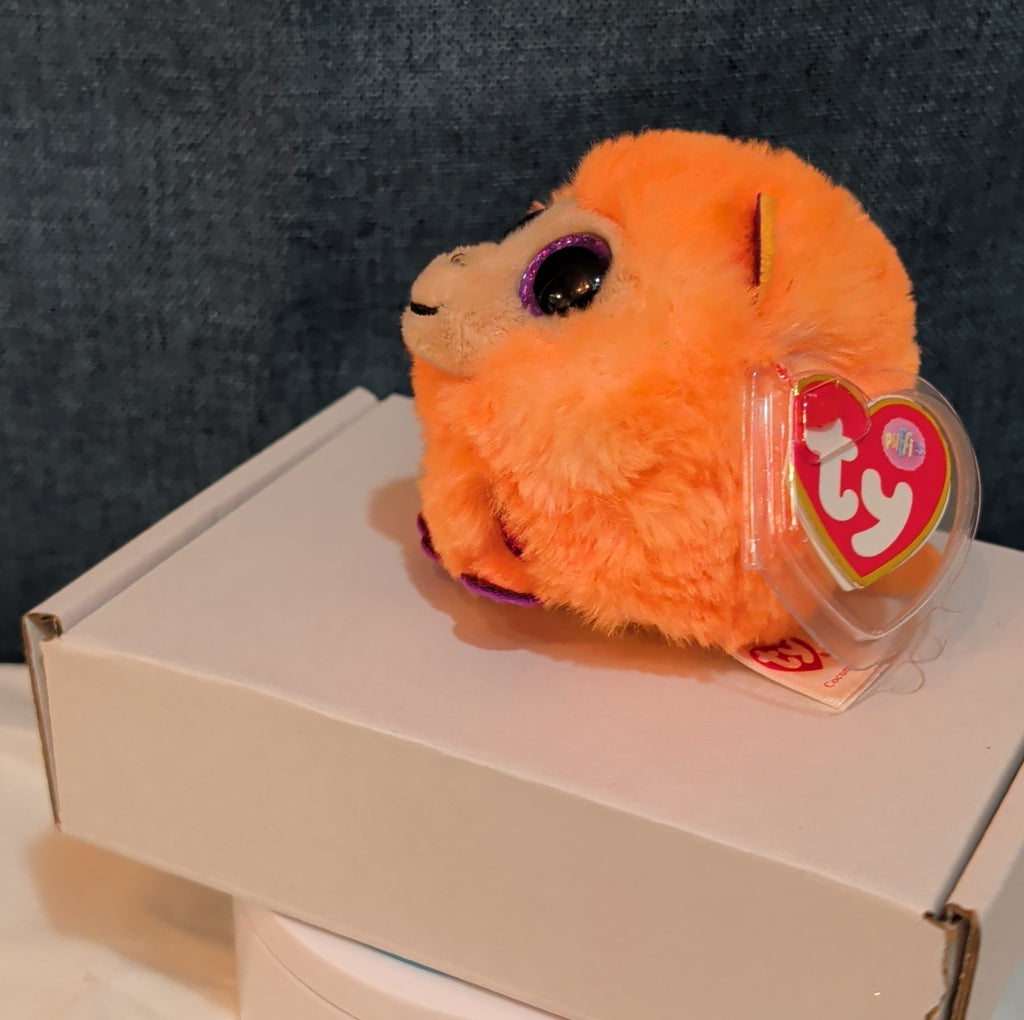 Ty Puffies Coconut The Monkey Plush Toy Orange 3" Glitter Eyes 2021 MWMT