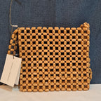 Faithfull The Brand Beaded Clutch Wood Boho Summer Bag NWT FFA056
