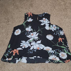 Simply Styled Sears Floral Sleeveless Blouse Tiered Top L