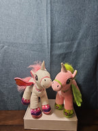 2 Star Eye Unicorn Plush Set | Pink & White Pegasus Stuffed Animals | Shimmer