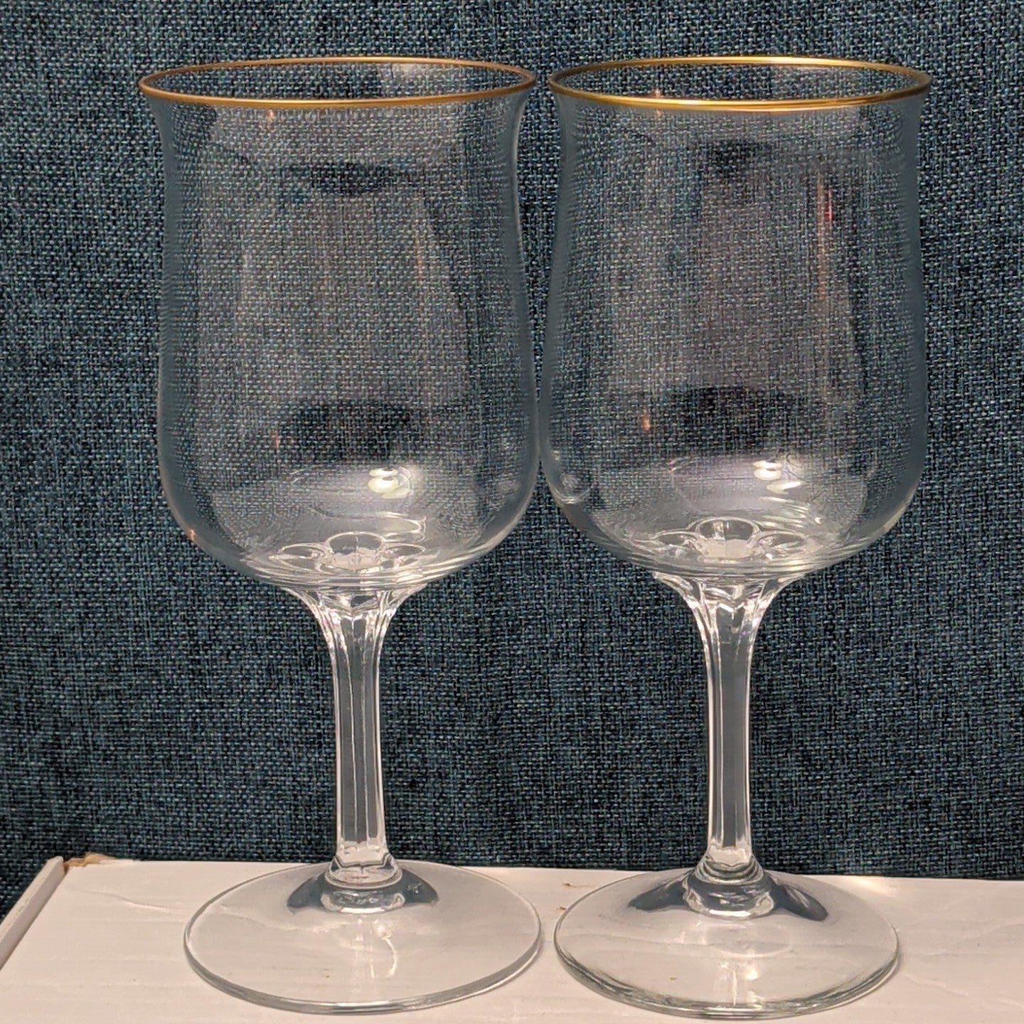 LENOX Crystal INTRIGUE Wine Glasses Gold Trim Fluted Rim Vintage 80s | Set of 6